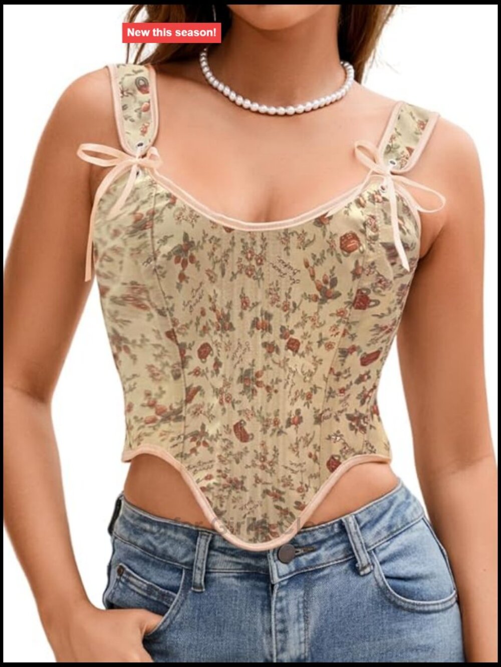 Floral Corset Bustier Top Lace-Up Vintage Cottagecore Renaissance